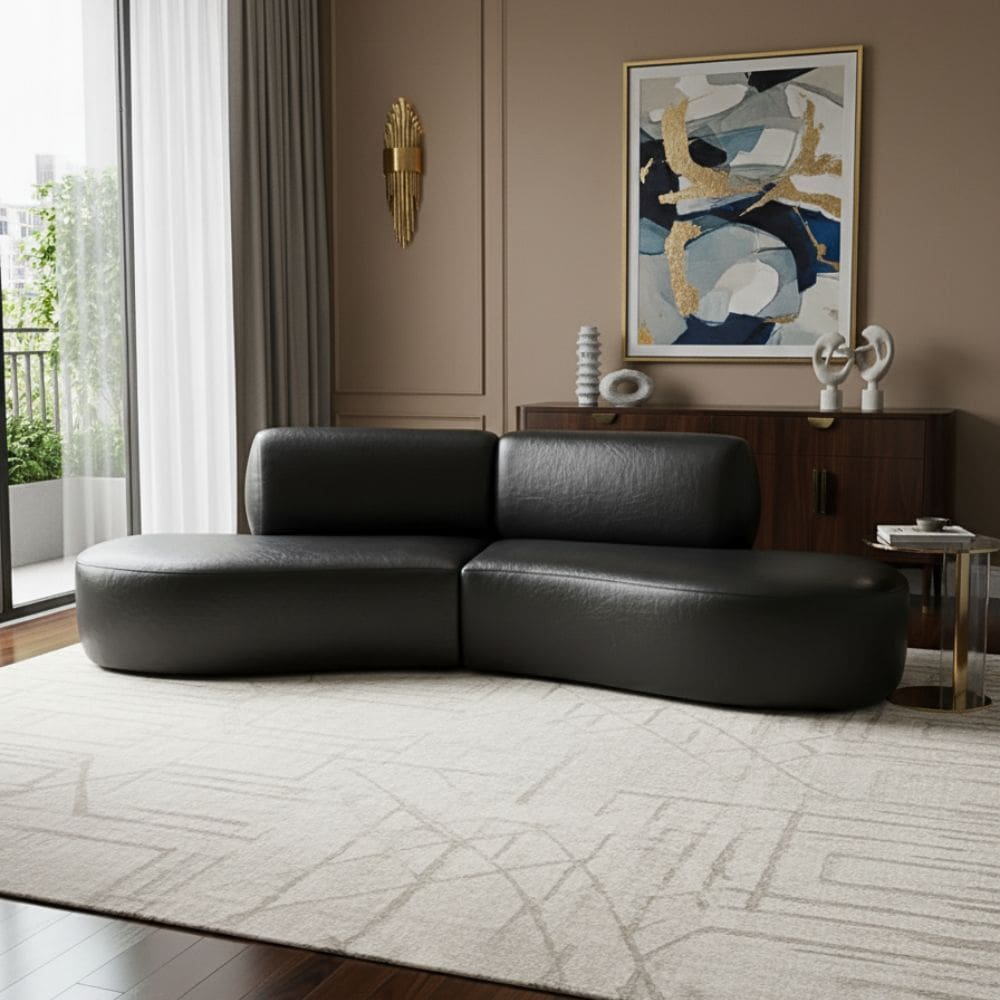 Sofá Orgânico Módulo Curvo Savana Corino Modena Preto - Montanari`s Decor