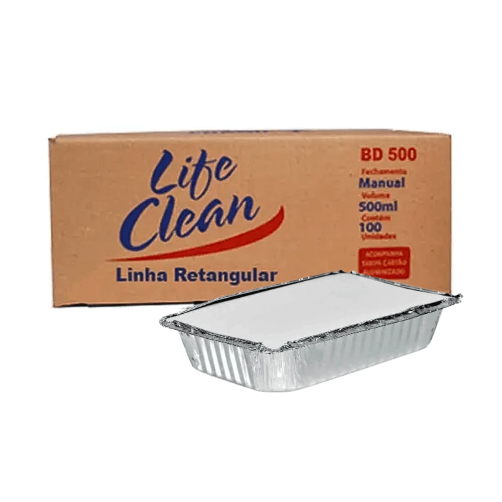 Marmitex de Alumínio 750ml com Tampa 100un Life Clean