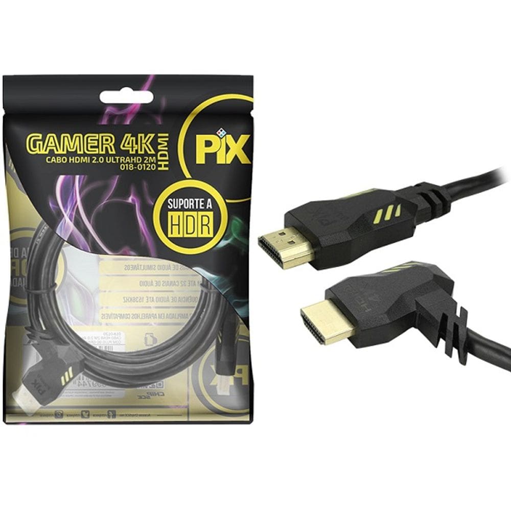 Cabo HDMI 2 Metros 2.0 4K 3D ULTRAHD ALTA Resoluçao GOLD 018-0120 PIX
