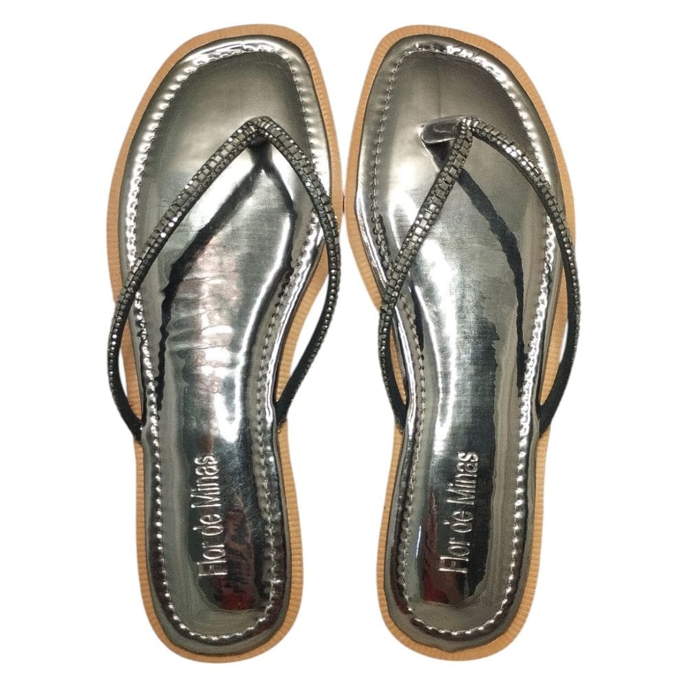 Chinelo Dedo Flor de Minas Strass Metalizado PE2132/2244