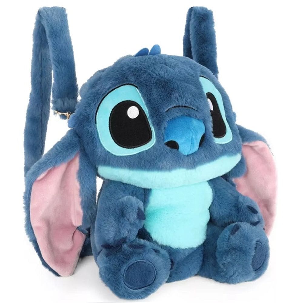 Mochila Pelucia STITCH 32CM STITCH Disney Passeio Azul Desenho do Tecido Lisa