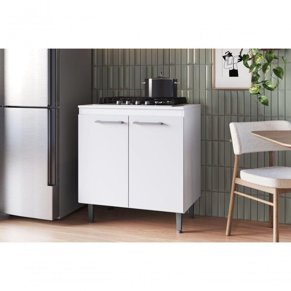 Armário De Cozinha Com Balcão E 2 Portas Para Cooktop 4 Bocas Branco