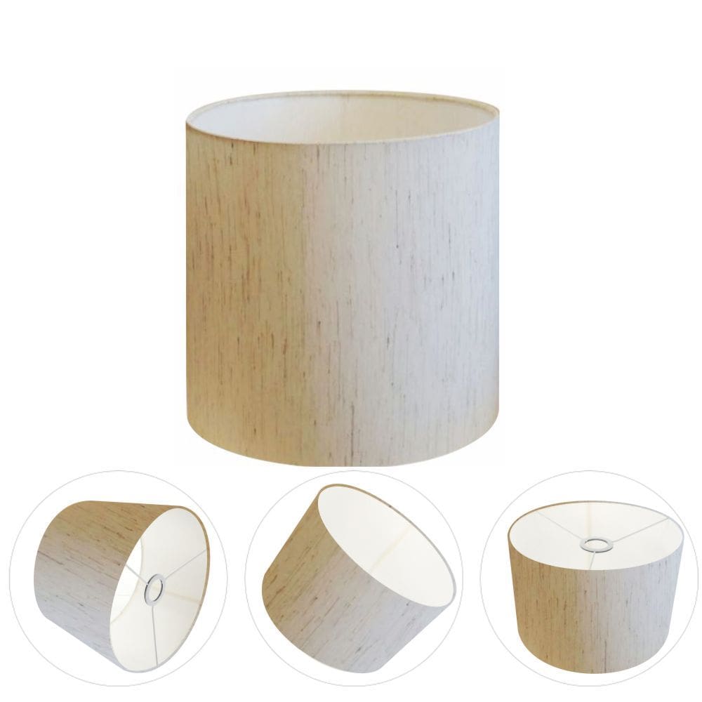 Cúpula Abajur Cilíndrica Cp-7008 Ø20x25cm Linho Bege