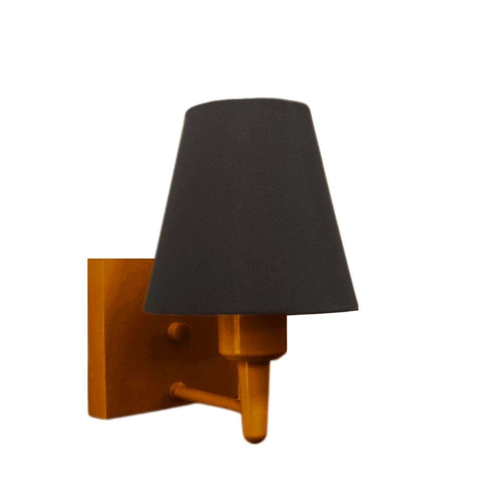 Arandela Quadrada Md-2034 Cobre Cúpula em Tecido Cone Preta - Bivolt