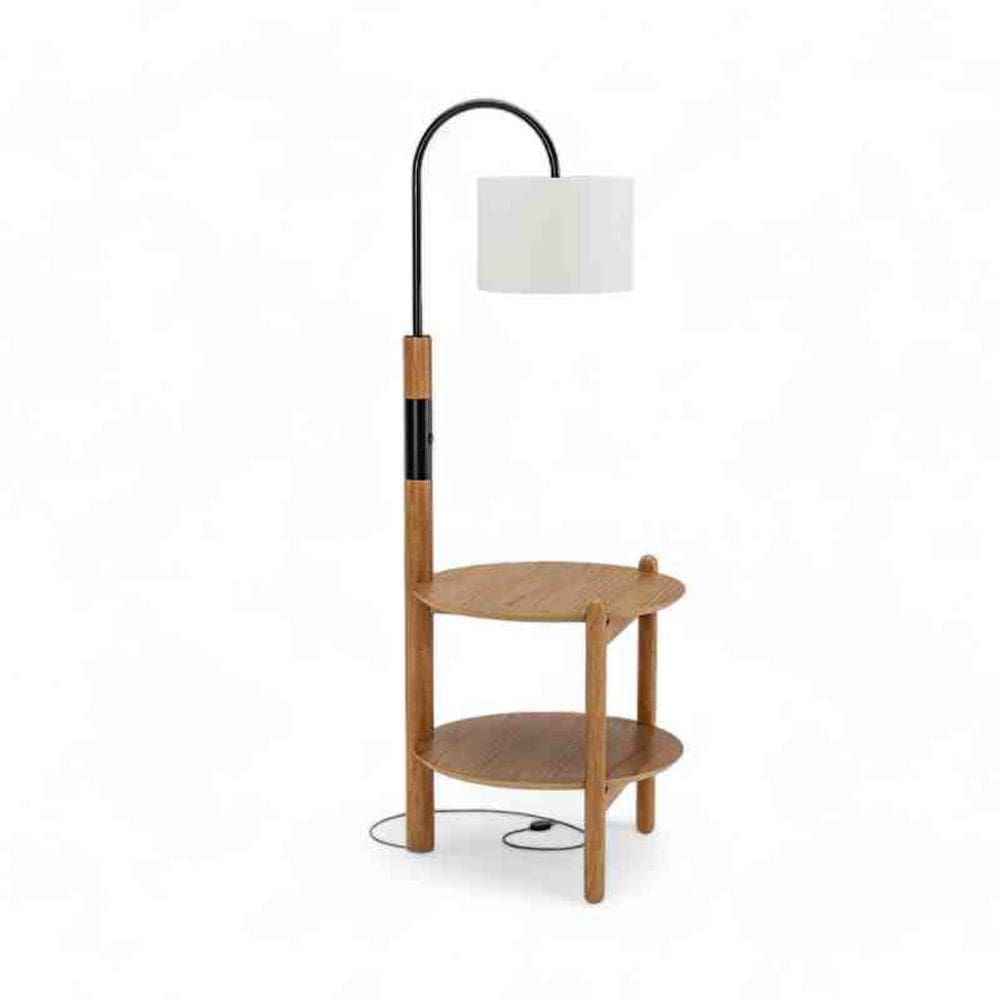 Mesa de Cabeceira c/ Luminária Agatha Champagne Seiva Móveis