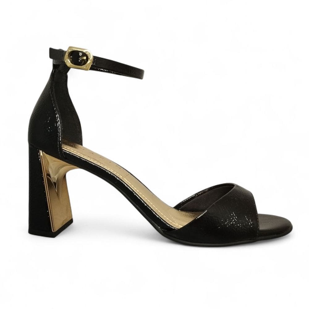 Sandália Feminina Ramarim De Salto Dourado Social 2522203