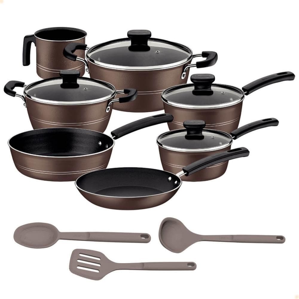 Conjunto Tramontina 9 Peças Softta E Sicília De Panelas E Talheres