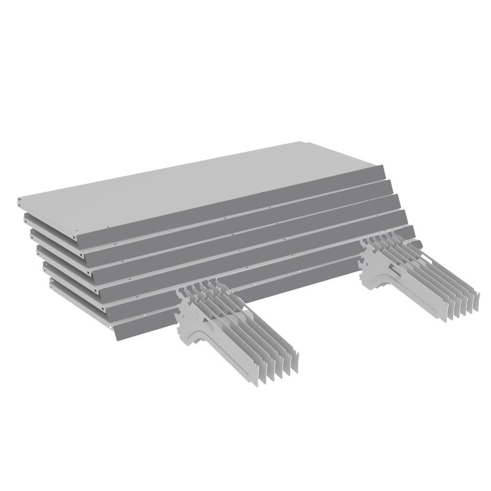 Kit 6 Bandejas Gondola Ponta FIT 40 Branco 6X 30x78 Pe Cinza