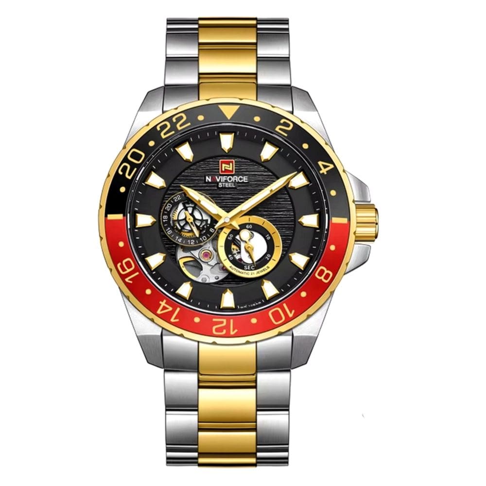 Relógio de pulso masculino mecânico automático casual aço inoxidável 10atm