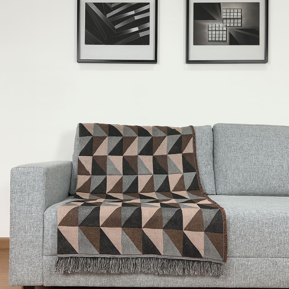 Manta Jacquard Misto com Franja Dallas Caramelo  e Preto