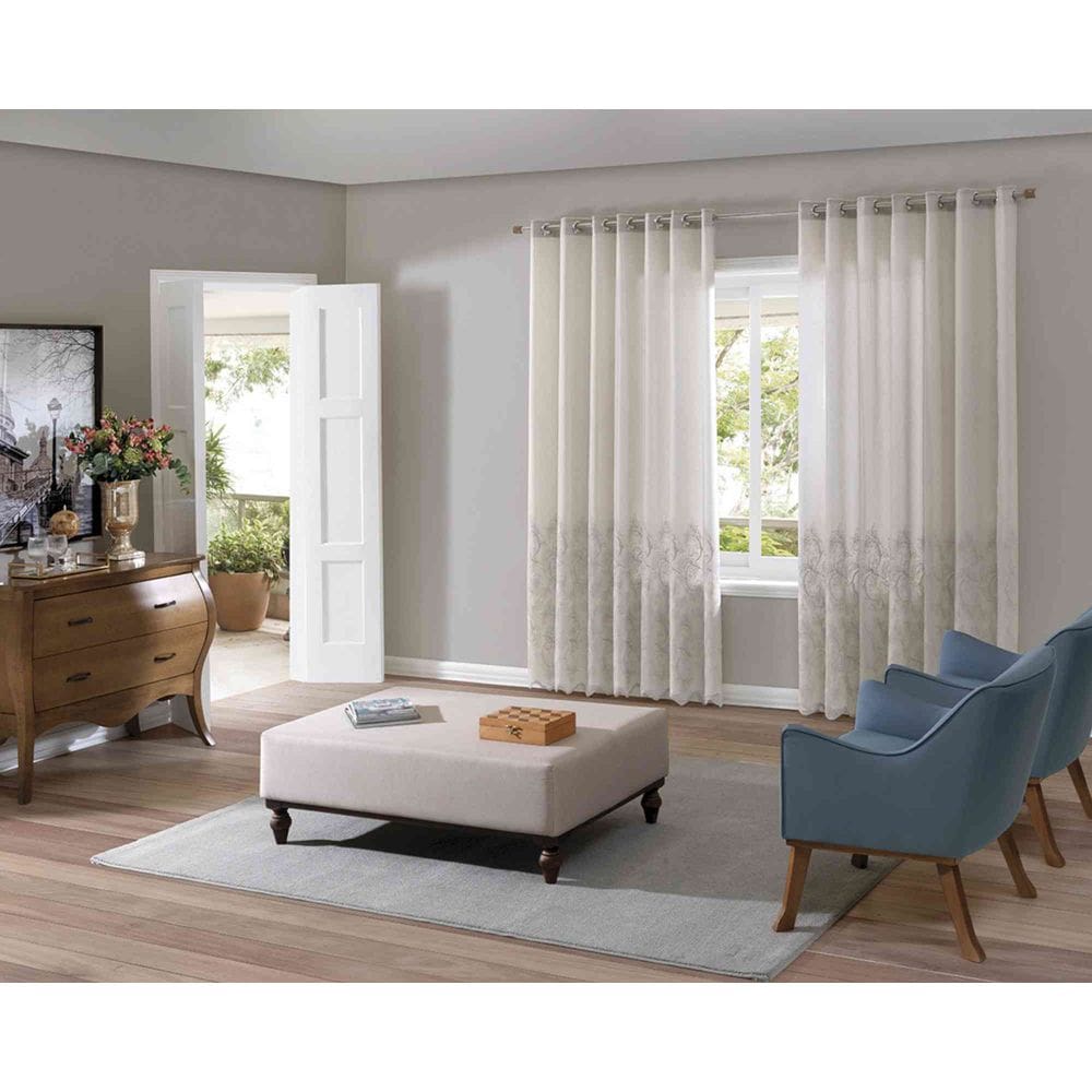 Cortina Duplex 5,40 x 2,50 m Valência Barrada Areia Bella Janela