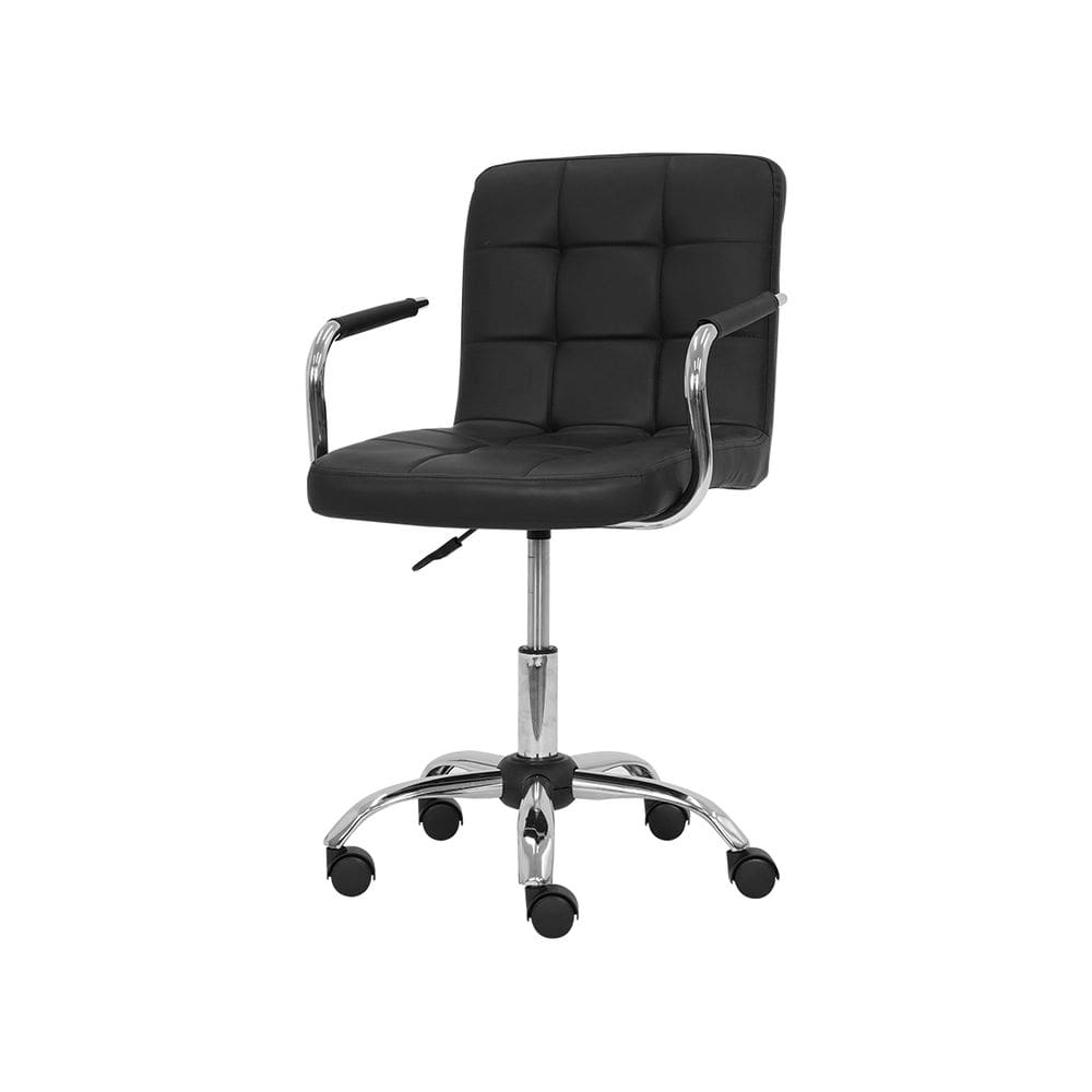 Cadeira De Escritório Gomos Preta com Altura Ajustável Estofada