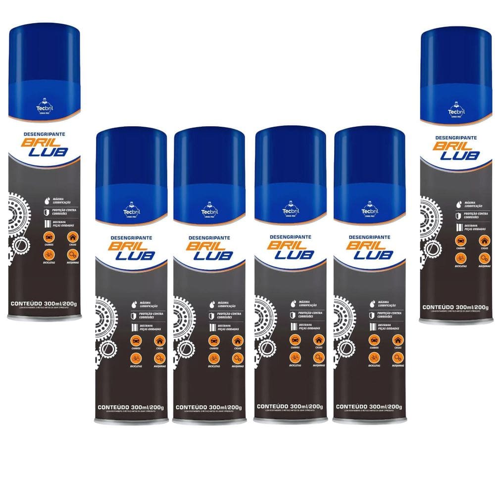 Kit 6 Desengripante Lubrificante Spray 300Ml -Tecbril