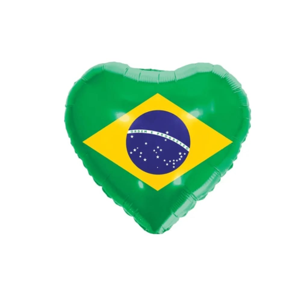 Balão Metalizado Coração Bandeira do Brasil 18`` Neotrentina