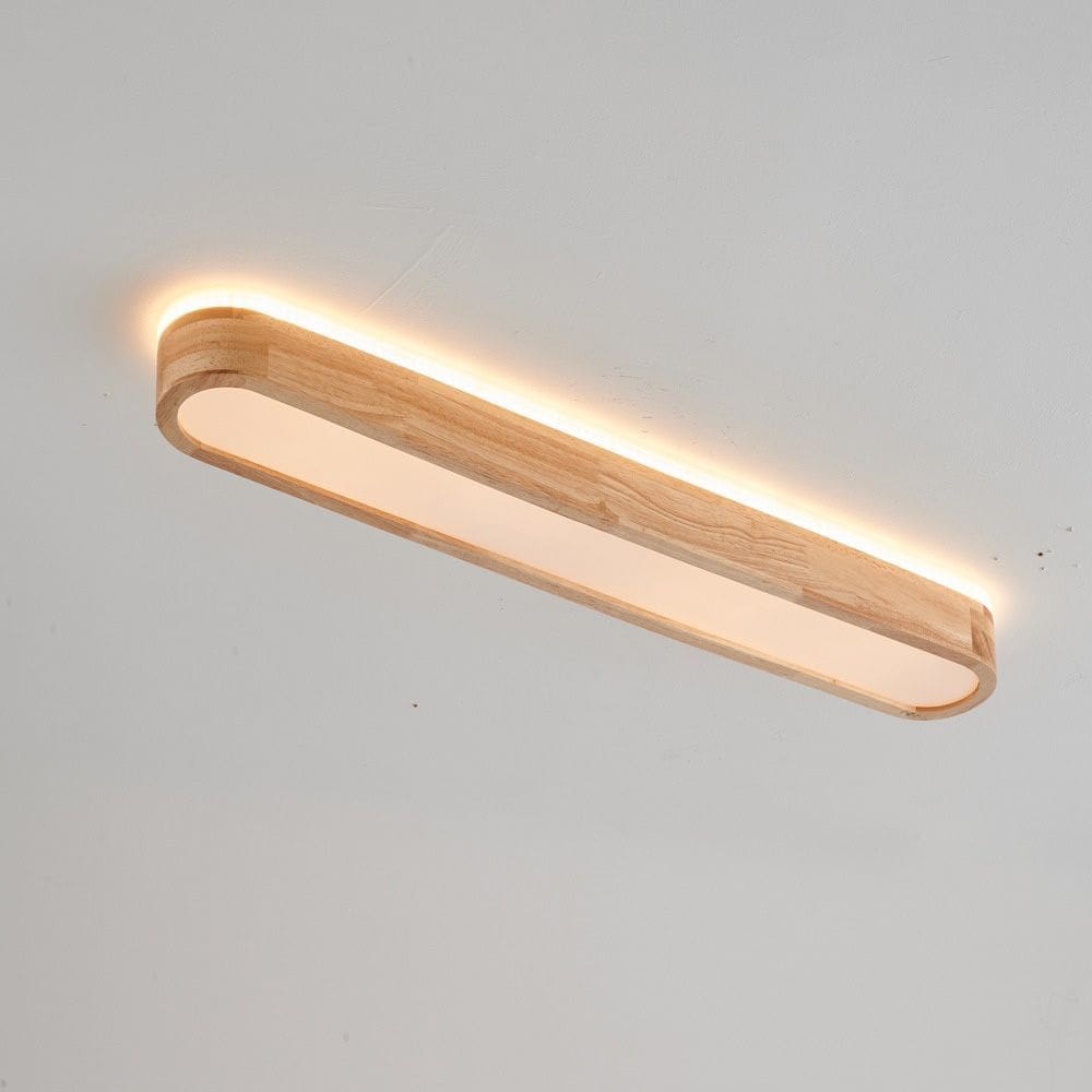 Plafon de Sobrepor Oval Estilo Madeira 65cm Led 30W 3 em 1 Bivolt 16129-PL