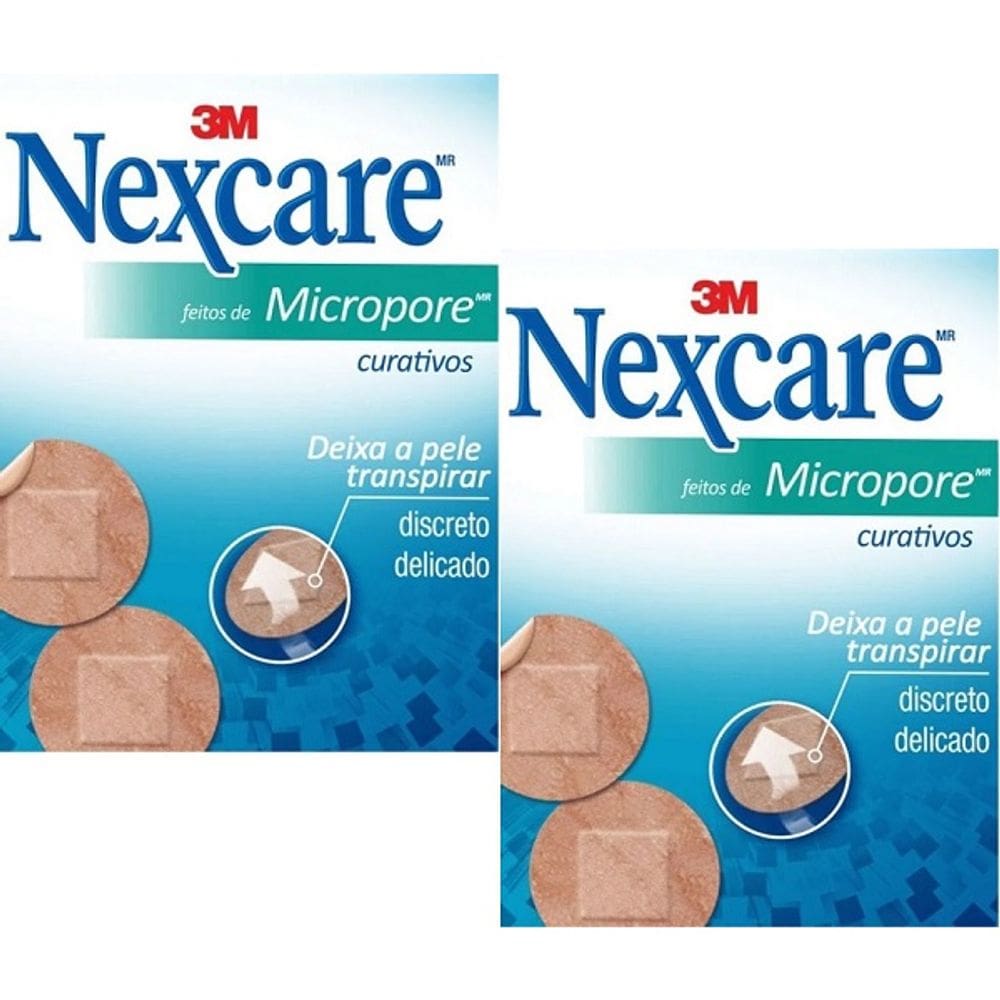 Kit com 2 Caixas de Curativos Feitos de Micropore Nexcare Redondo