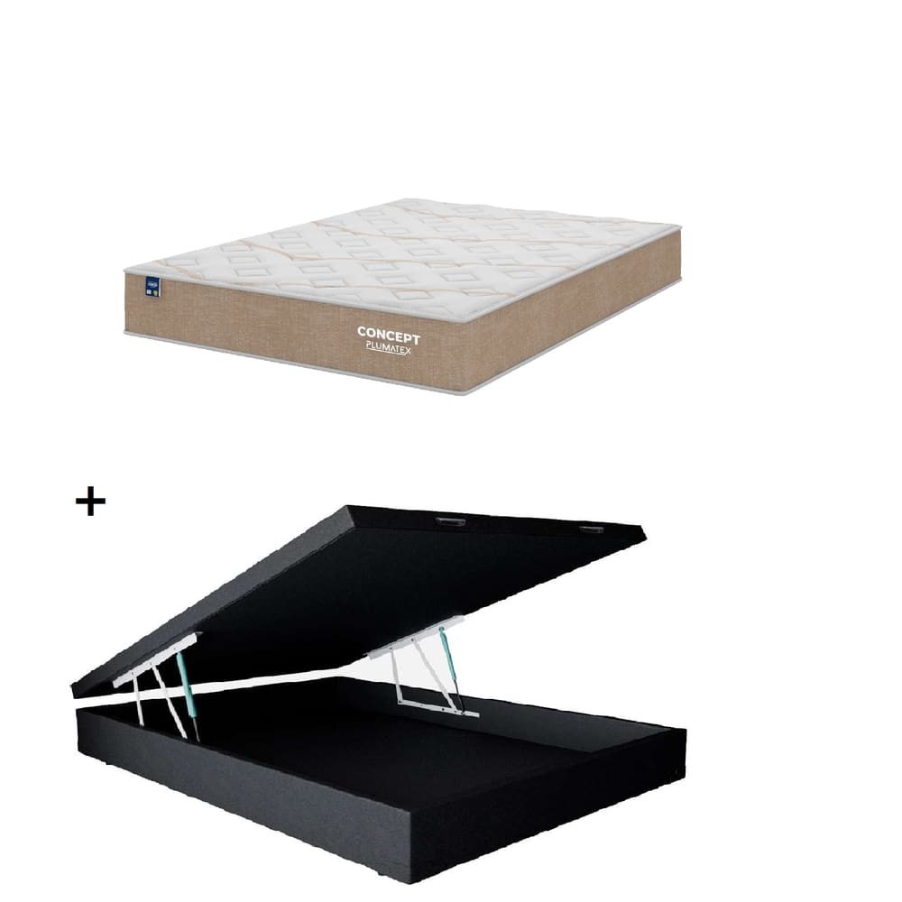 Cama Box Baú Casal Preto Colchão Concept Dream Molas Ensacadas 138x188 - Plumatex