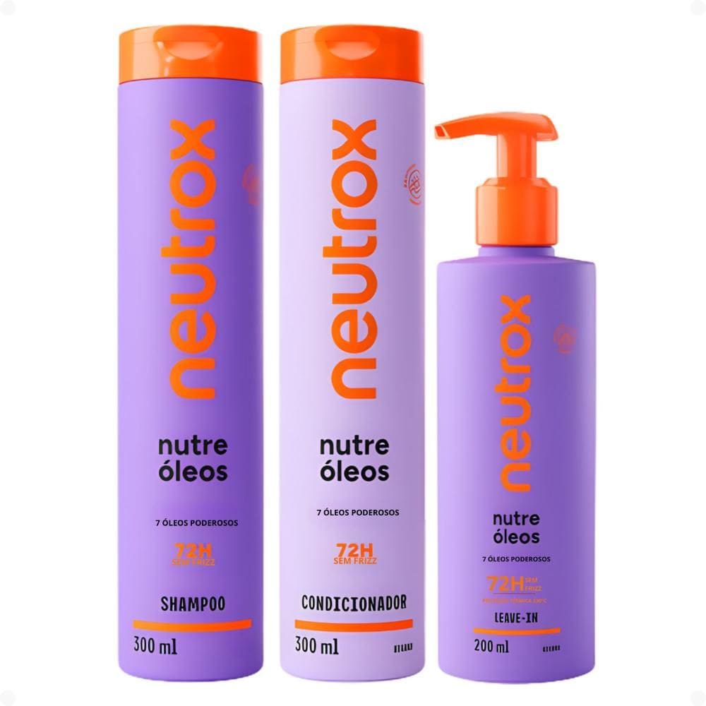 Kit Neutrox Nutre Óleos: Shampoo, Condicionador 300ml e Leave-in Capilar 200ml
