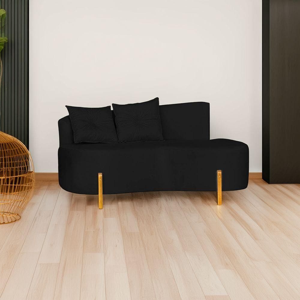 Sofá Orgânico 02 Lugares Para Sala Ds Home Veludo Preto