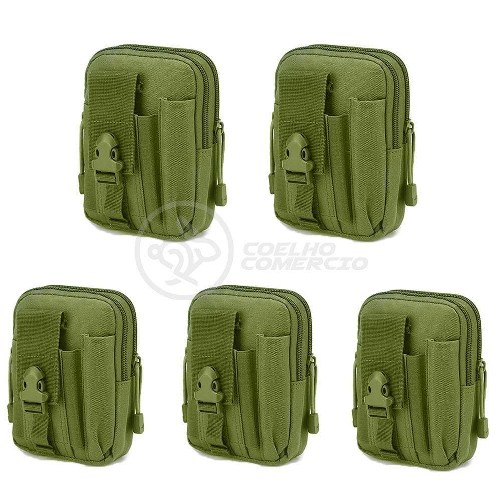 Kit 5 Bolsas Verde Militar Conjunto Acessórios De Camping Kit Sobrevivência preto