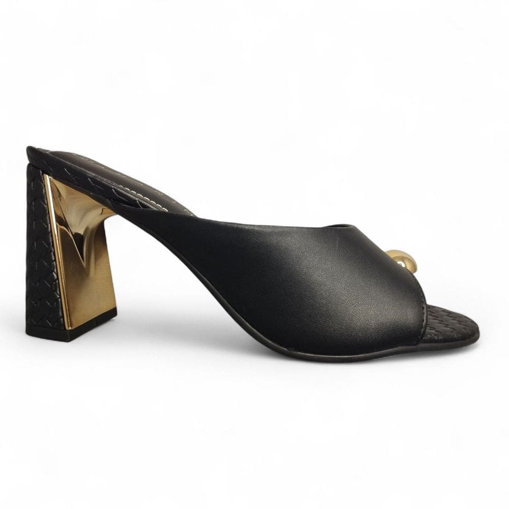 Tamanco Dedo Feminino Social Salto Dourado Ramarim 2522202