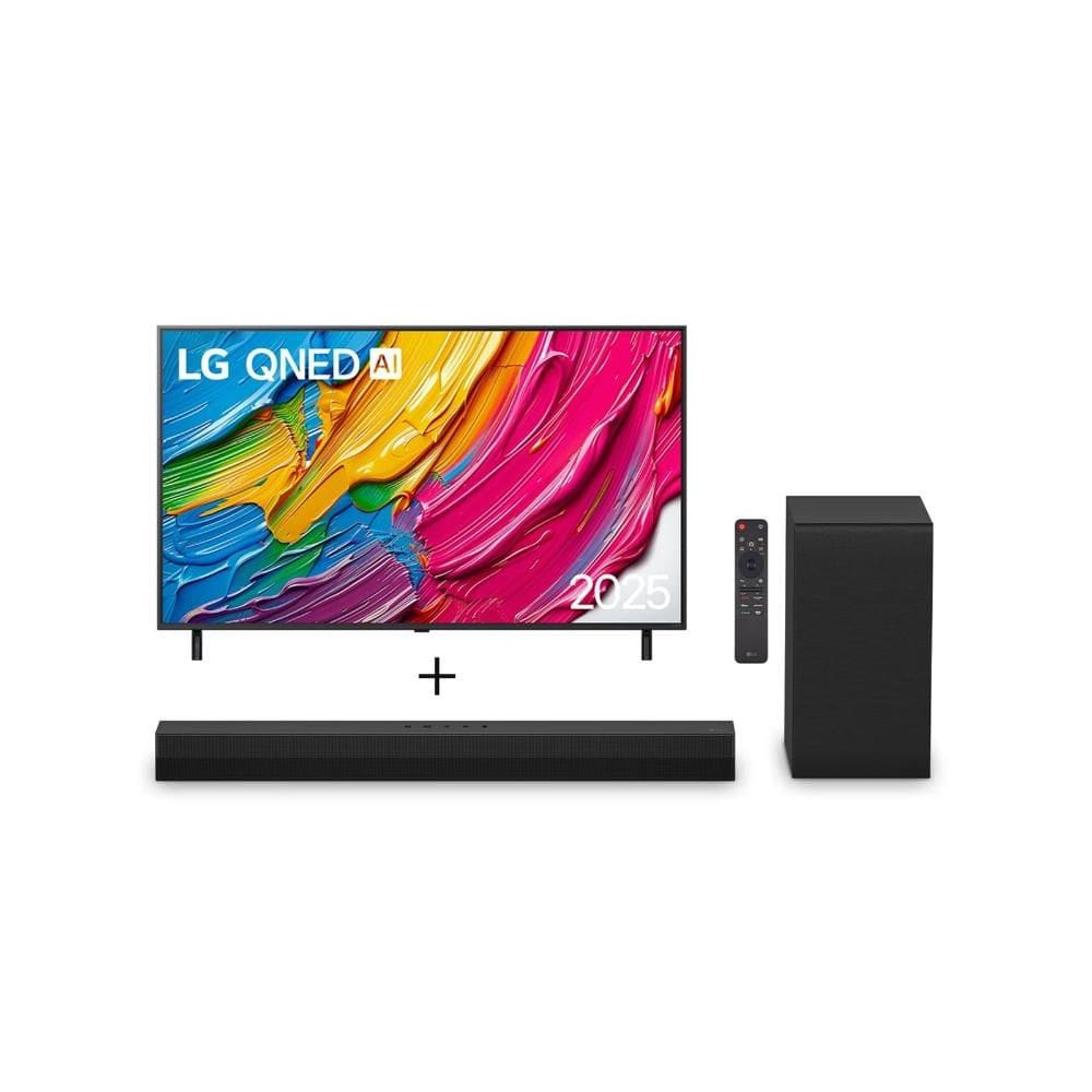 Smart TV LG QNED AI QNED80 65” 2025 + Soundbar S40T 300W RMS, 2.1 Canais, Dolby Digital