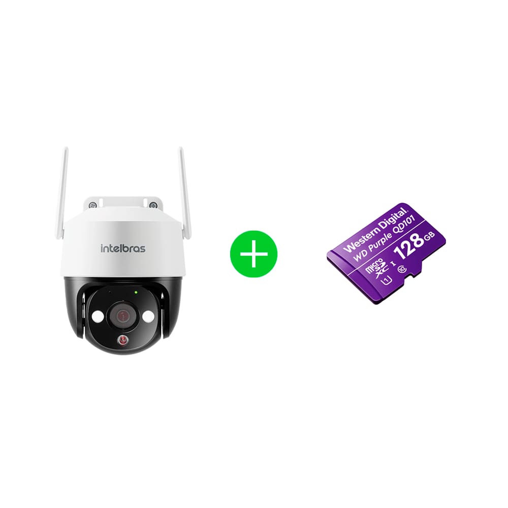 Kit Câmera Inteligente IM7+3MP Intelbras com Cartão MicroSD 128GB