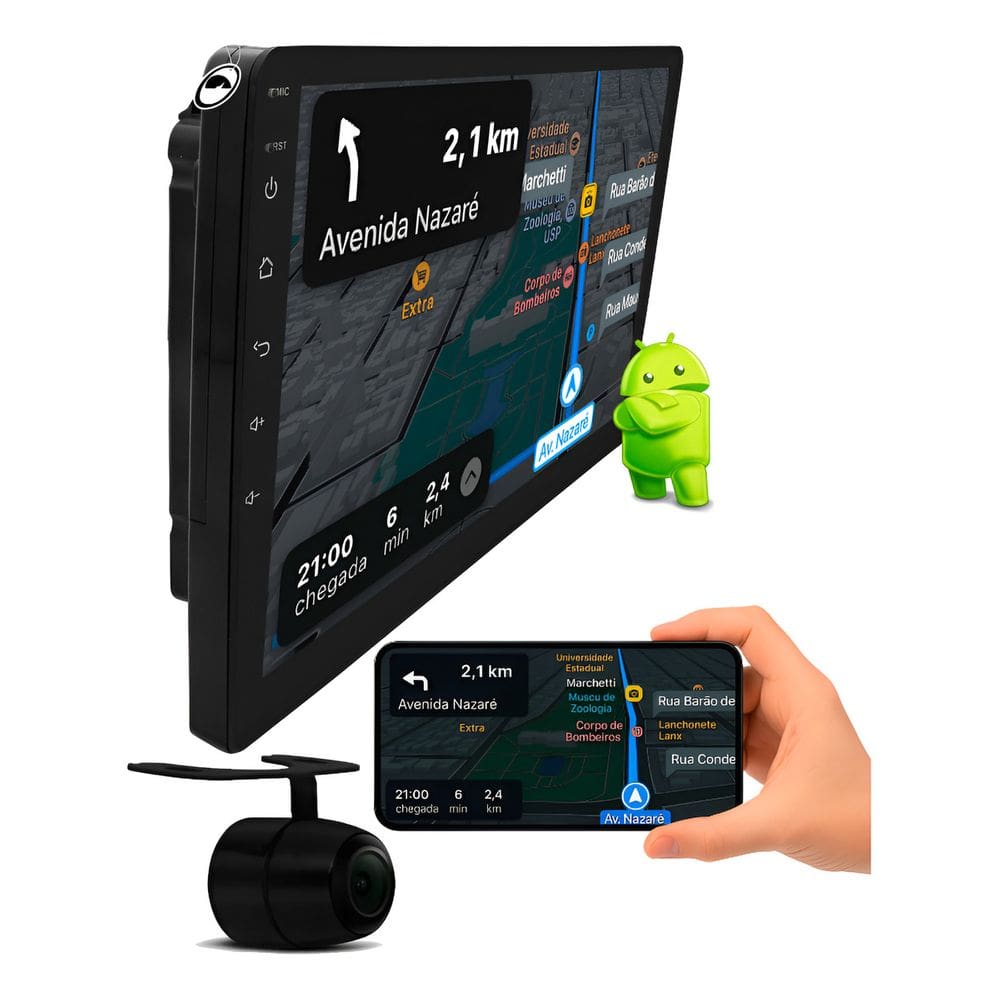 Multimidia 10” Android Polo 2003 à 2011 e Golf 1999 a 2013 Android Auto Car Play + Câmera Ré