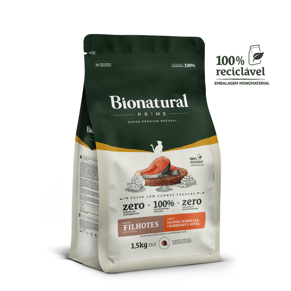 Ração Bionatural Prime Gatos Filhotes Salmão 1,5kg