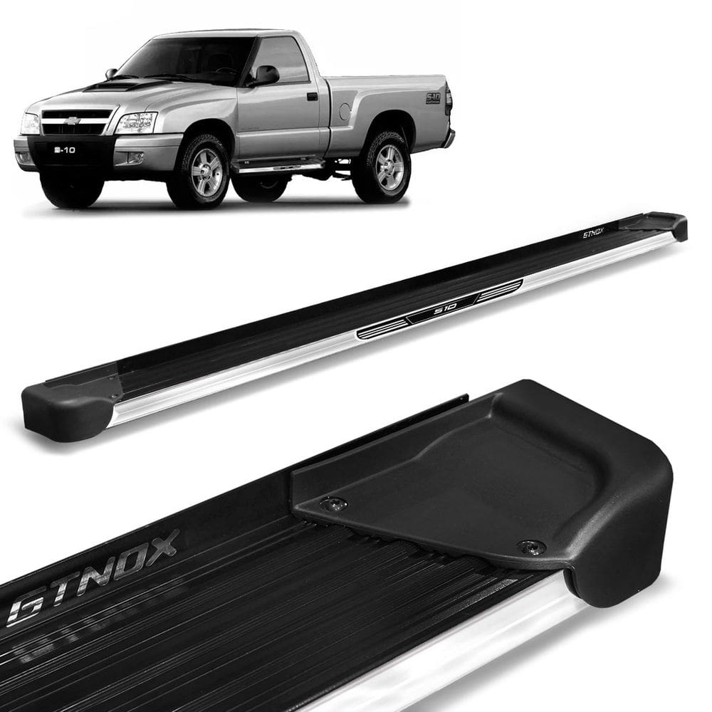 Estribo Lateral S10 1995 a 2011 CS Alumínio Preto A4 Com Ade