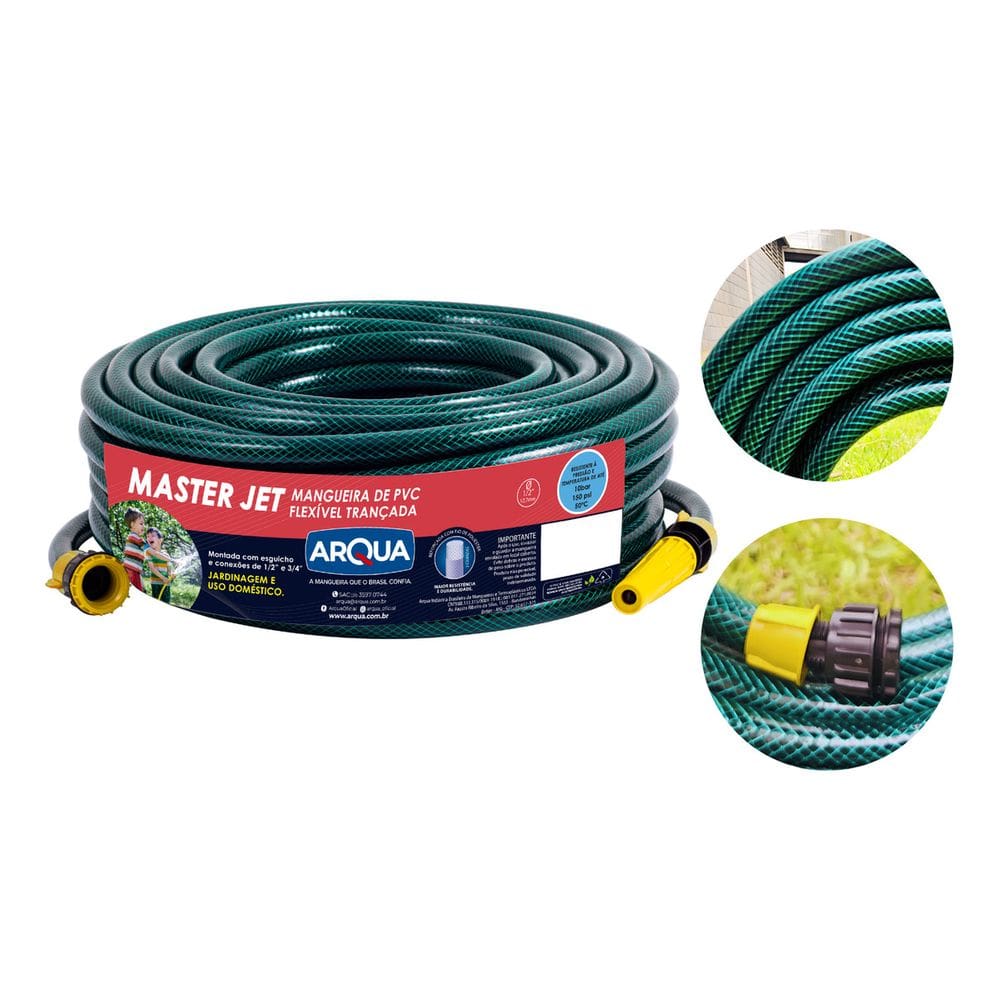 Mangueira Jardim Verde Flexível Conjunto com Esguicho e Conexões  - Arqua
