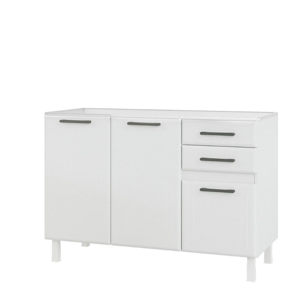 Balcao de Pia em Aco 3 Portas 2 Gavetas 120cm sem Pia Liz Telasul