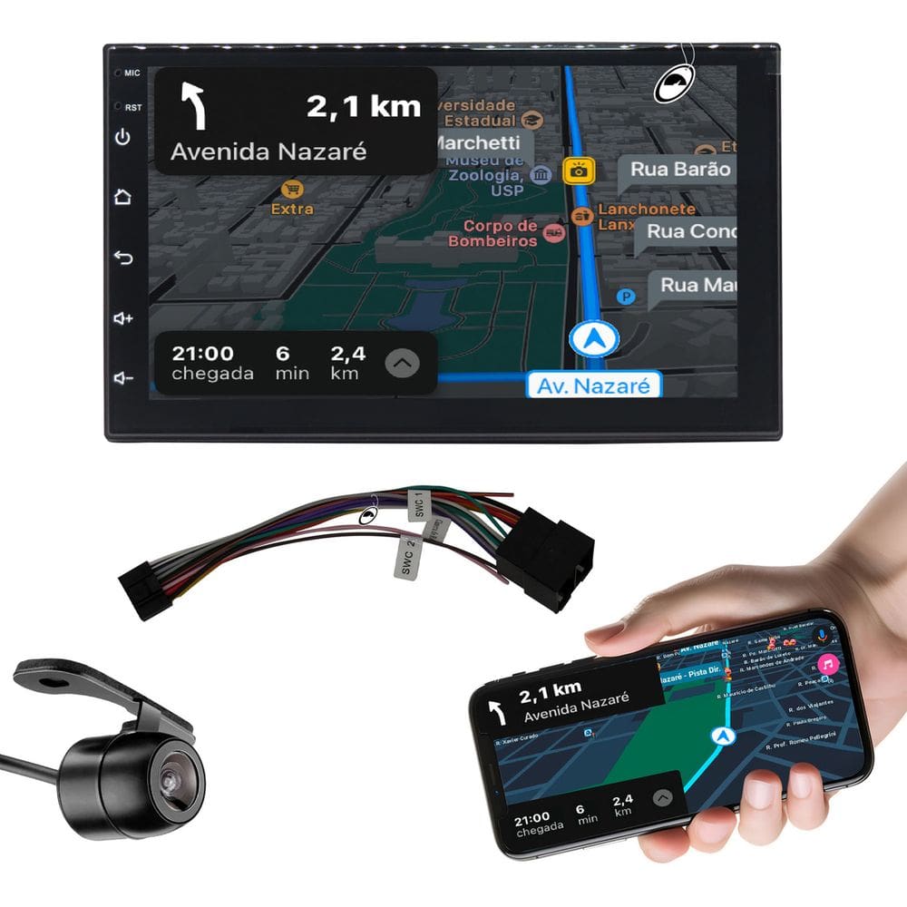 Multimídia 7 H-Tech Ht-7240Ca Quadcor Android 4Gb Ram 64Gb + Câmera De Ré