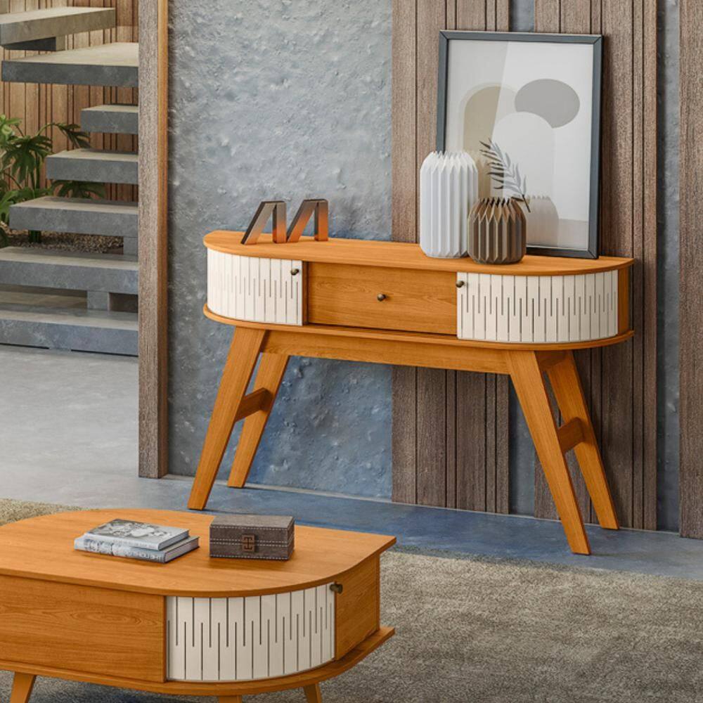 Aparador Turim com Nichos Cinamomo/Off-White