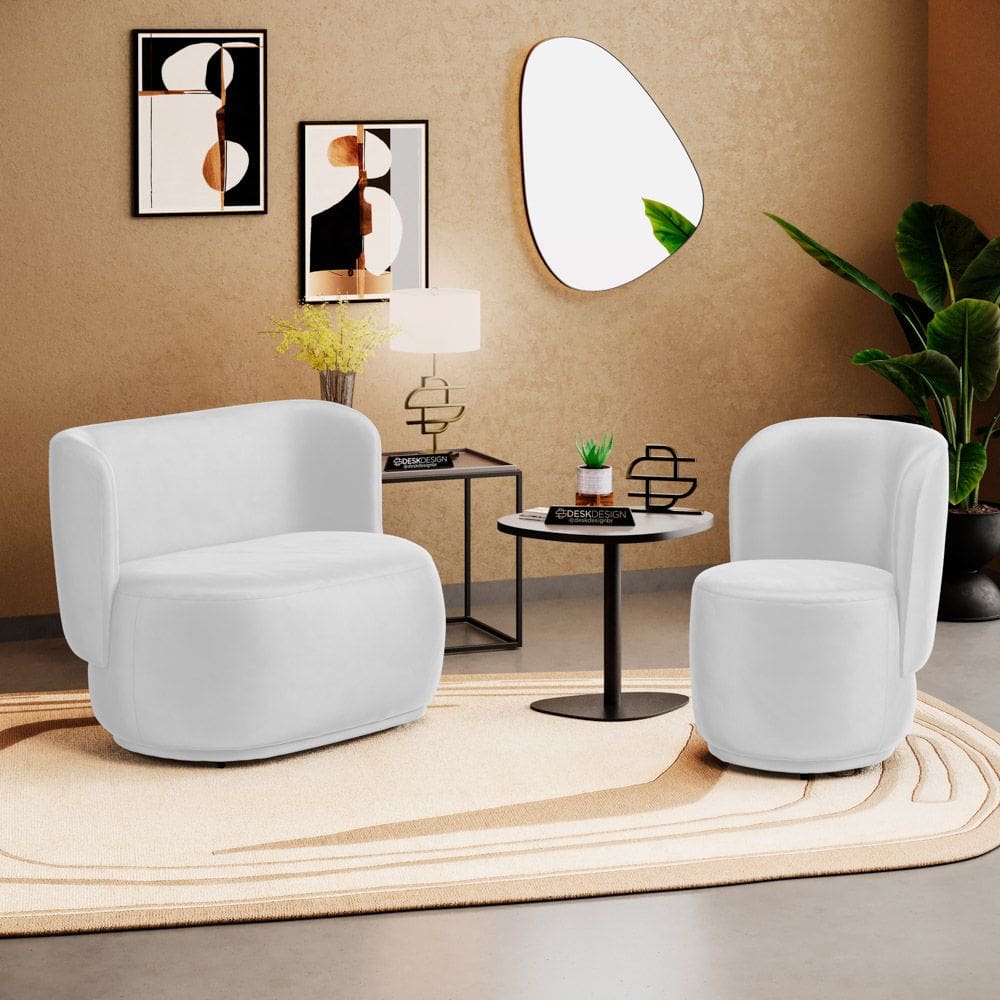 Poltrona e Namoradeira Orgânica Molly Couríssimo Branco - Desk Design