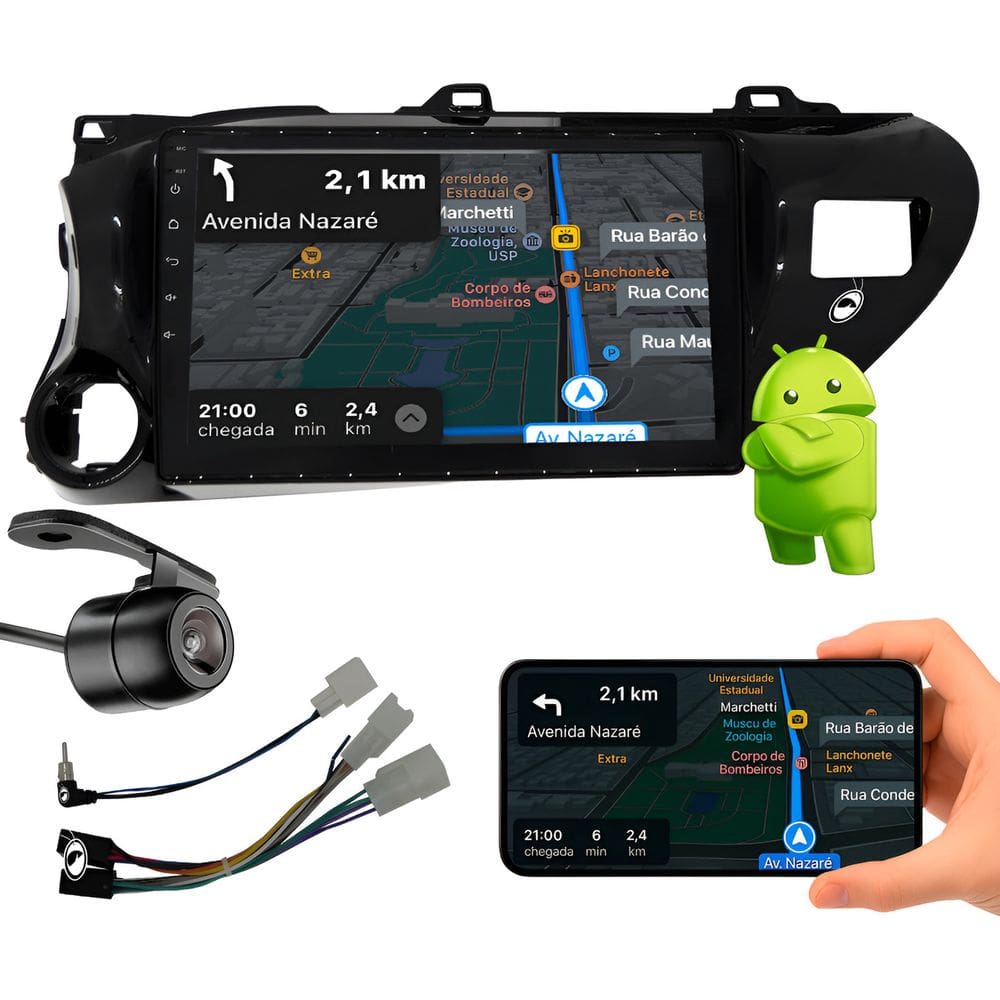 Multimídia 10 Android Hilux 2017 Em Diante Android Auto E Carplay Sem Fio + Câmera Ré