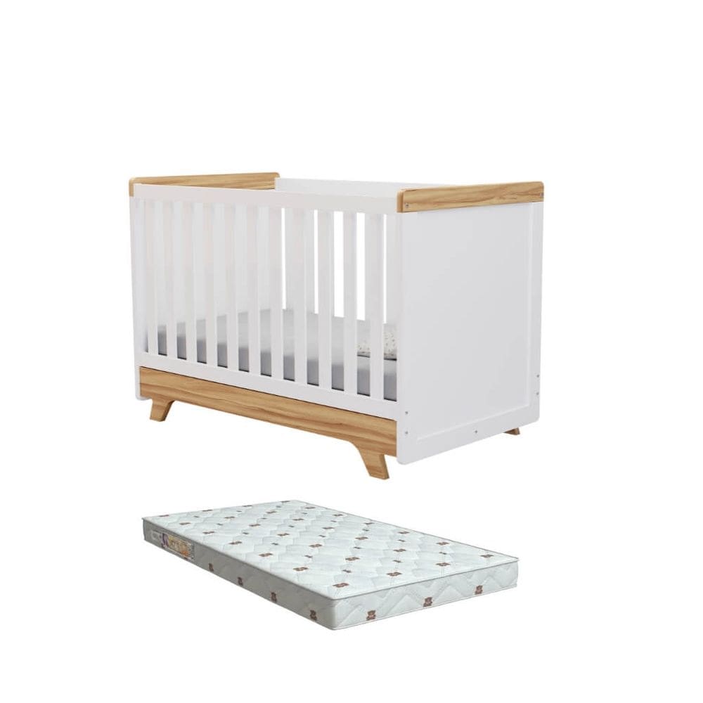 Berço Moveis Peroba Retro Americano 3X1 MDF + Colchão