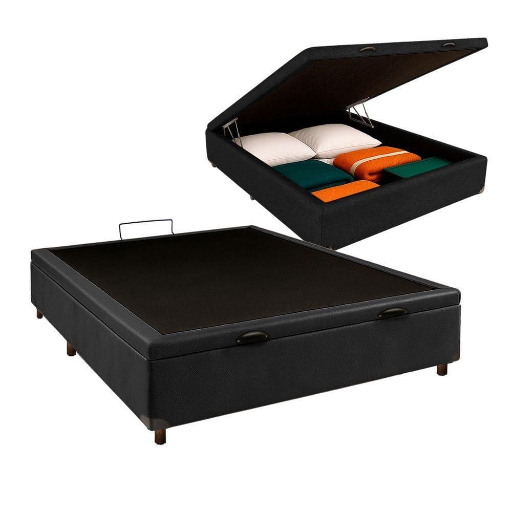 Cama Box Bau Viuvo Blindado Nature Preto 128x188