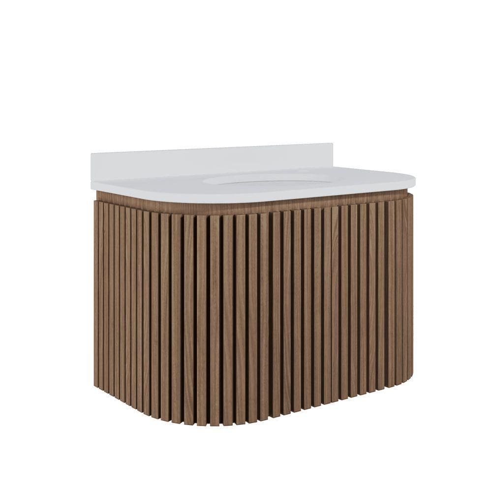 Gabinete Para Banheiro Suspenso Emma 80cm Branco/jequitibá