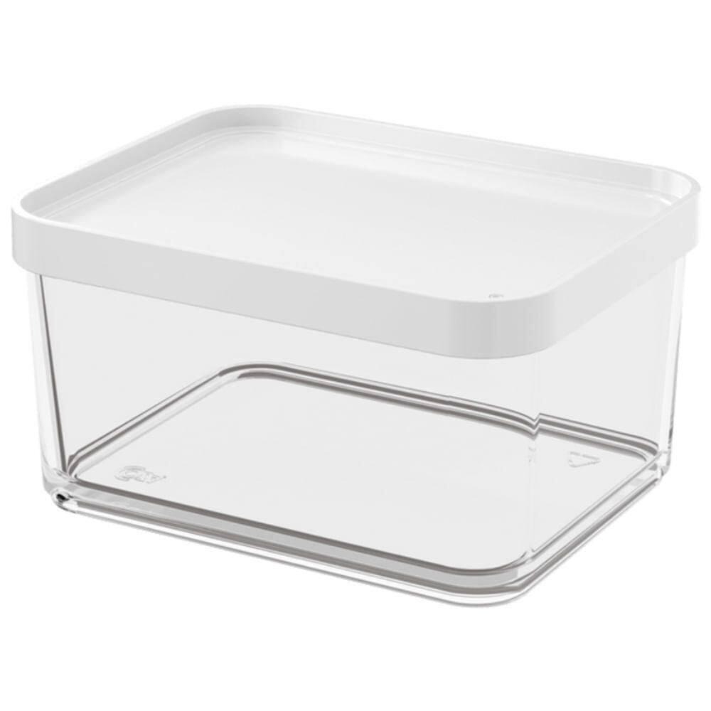 Pote Plástico Transparente Clear Grande De 1 Litro Tampa Branca - 20767-0007 - Coza