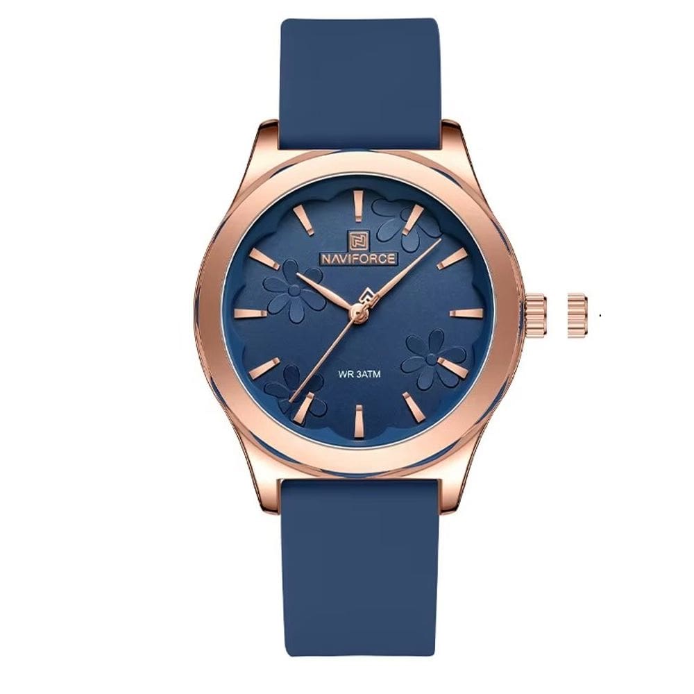 Relógios Femininos Naviforce 5051 em Silicone Azul