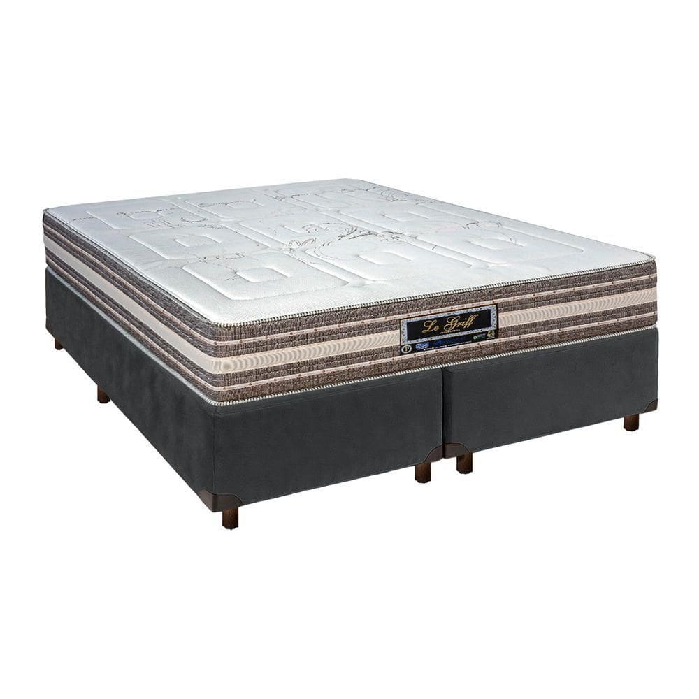 Cama + Box Blindado E Colchão Molas Ensacadas Casal - Legriff Sankonfort