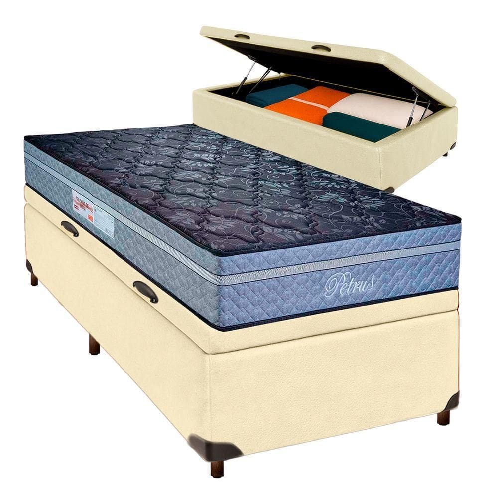 Colchão Solteiro Molas Ensacadas + Bau Blindado - Petrus Paropas