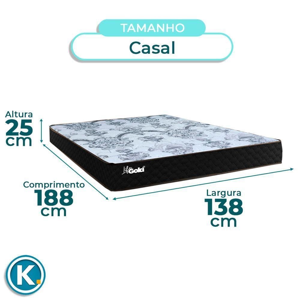 Cama Box Bege Casal + Colchão Molas Ensacadas Life Gold Paropas