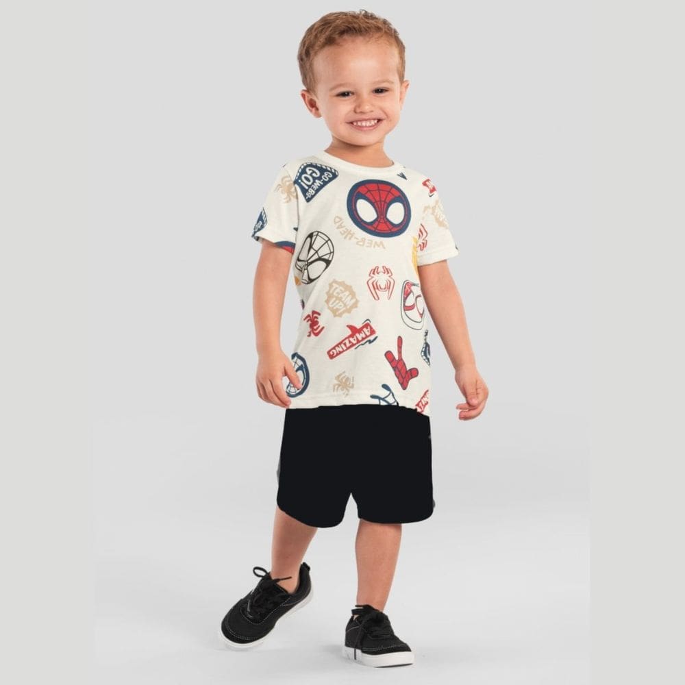 Camiseta Infantil Menino Homem-Aranha Off White - Brandili