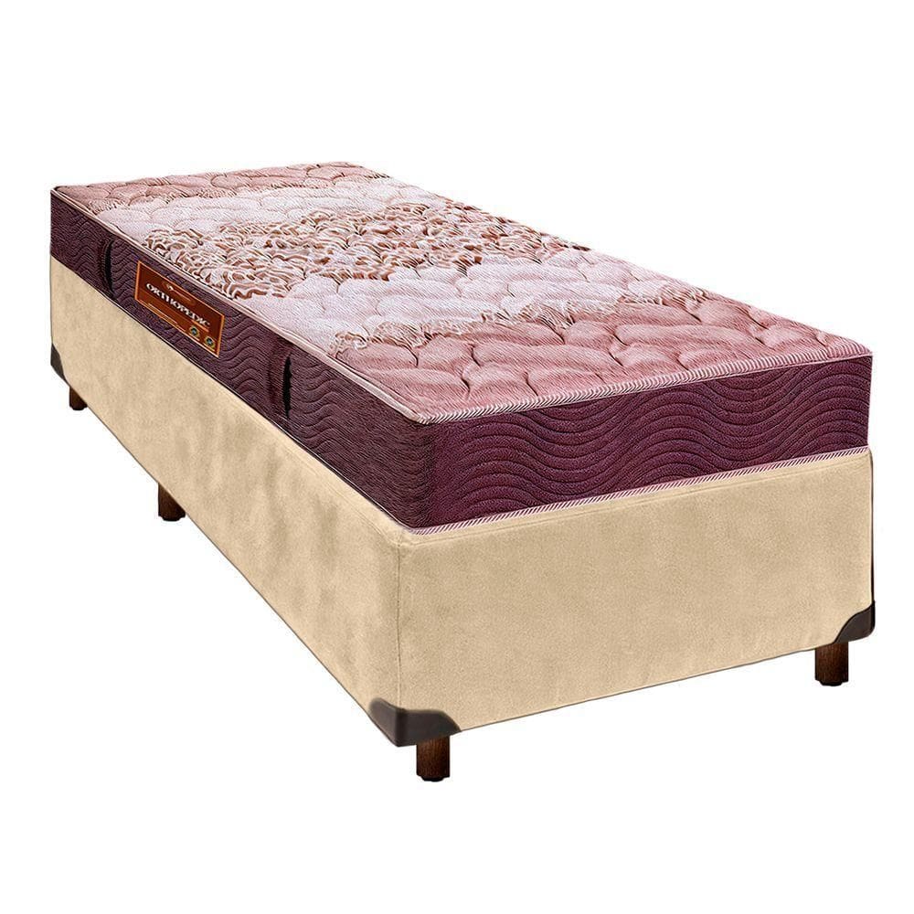 Conjunto Cama Box Perola Solteiro + Colchão D26 Ortophedic Sankonfort