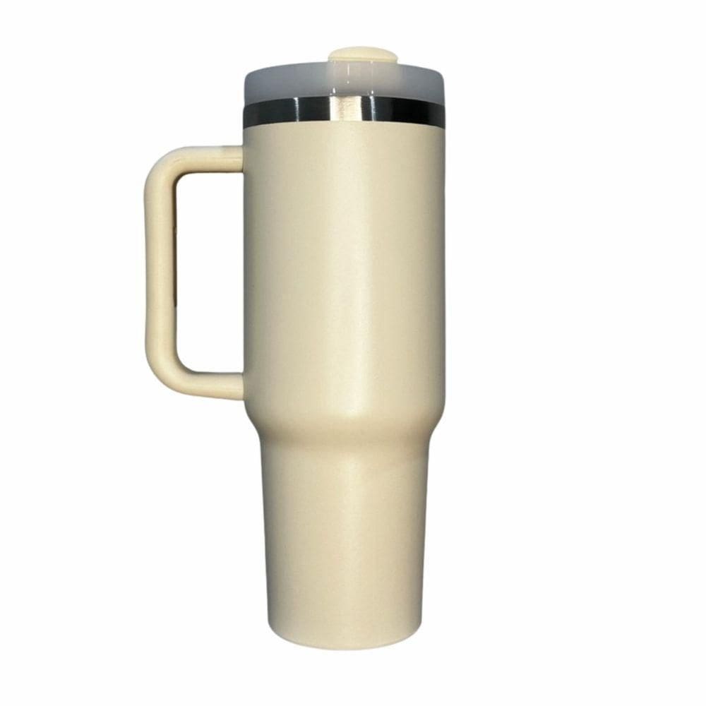 Copo Térmico Grande 1200 Ml Canudo Parede Dupla Cor Bege