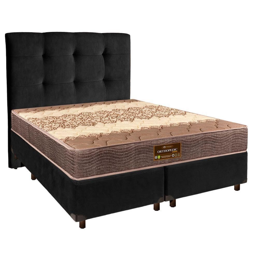 Cama + Box Blindado E Colchão D26 Casal - Ortophedic Sankonfort + Cabeceira