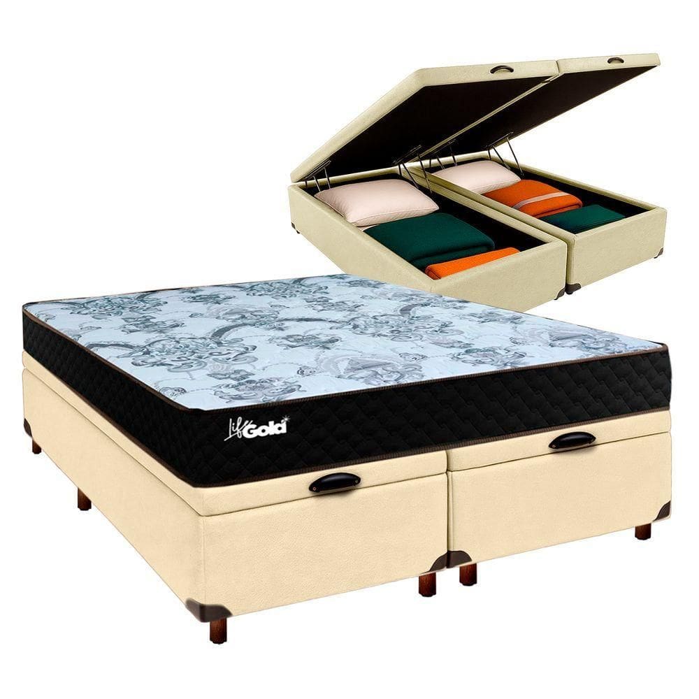 Colchão Casal Molas Ensacadas + Bau Blindado - Life Gold Paropas