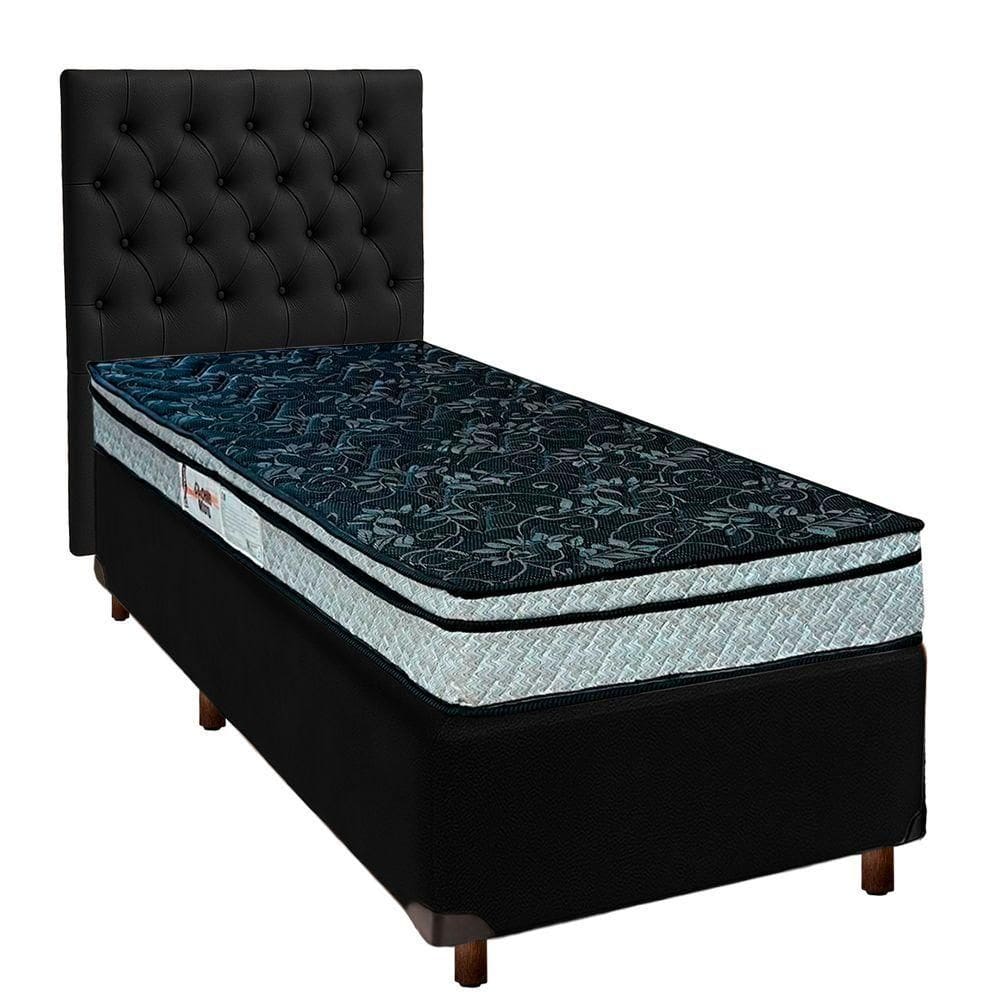 Cama Box + Colchão Solteiro D28 Conforto Paropas + Cabeceira Estofada